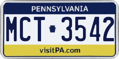 PA license plate MCT3542