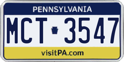 PA license plate MCT3547