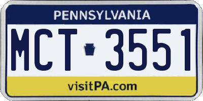 PA license plate MCT3551