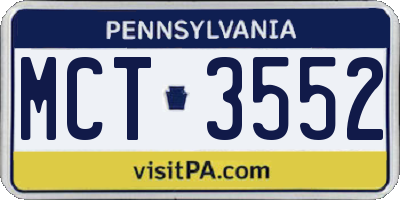 PA license plate MCT3552