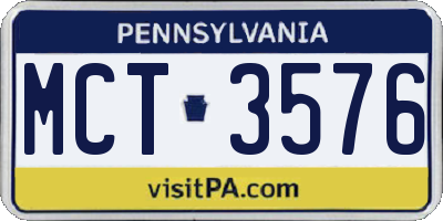 PA license plate MCT3576