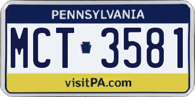 PA license plate MCT3581