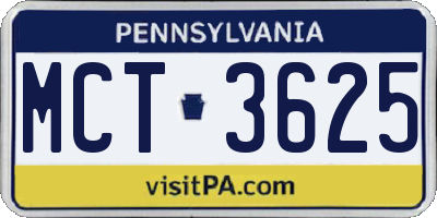 PA license plate MCT3625