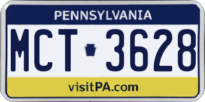 PA license plate MCT3628