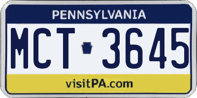 PA license plate MCT3645