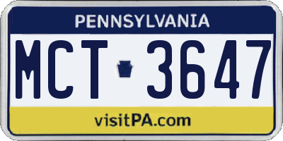 PA license plate MCT3647