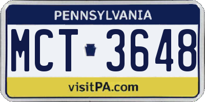 PA license plate MCT3648