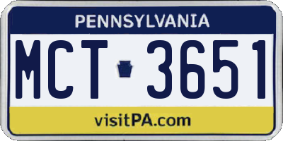 PA license plate MCT3651