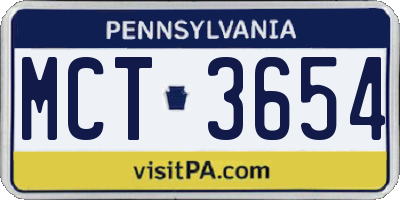 PA license plate MCT3654