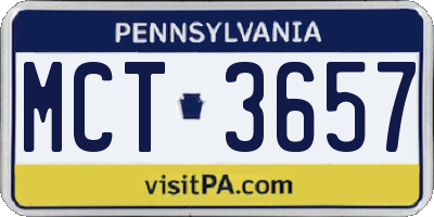 PA license plate MCT3657