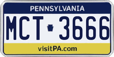 PA license plate MCT3666