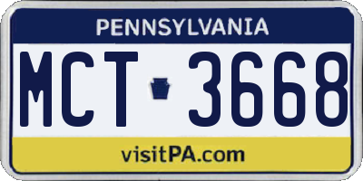 PA license plate MCT3668