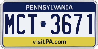 PA license plate MCT3671