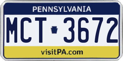 PA license plate MCT3672