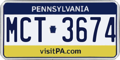 PA license plate MCT3674