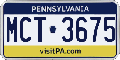 PA license plate MCT3675