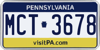 PA license plate MCT3678