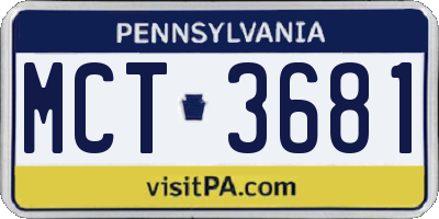 PA license plate MCT3681