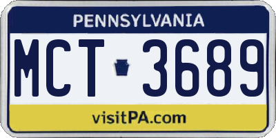 PA license plate MCT3689