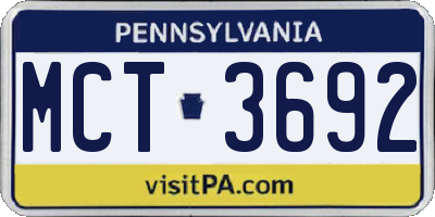 PA license plate MCT3692