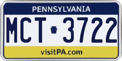 PA license plate MCT3722