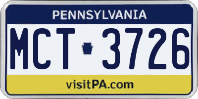 PA license plate MCT3726