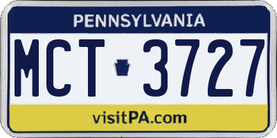PA license plate MCT3727