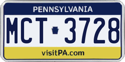 PA license plate MCT3728