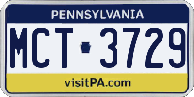 PA license plate MCT3729