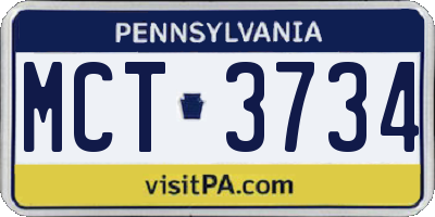 PA license plate MCT3734