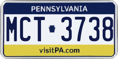 PA license plate MCT3738