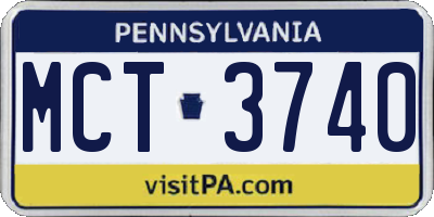 PA license plate MCT3740