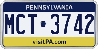 PA license plate MCT3742