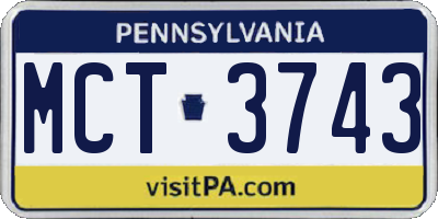 PA license plate MCT3743