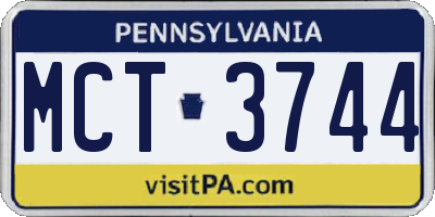 PA license plate MCT3744
