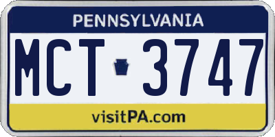 PA license plate MCT3747