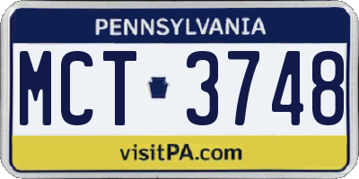 PA license plate MCT3748