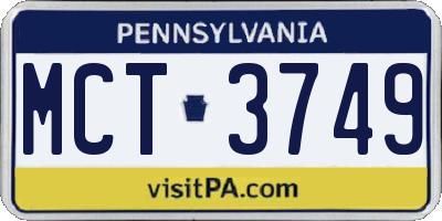 PA license plate MCT3749