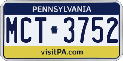 PA license plate MCT3752