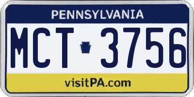 PA license plate MCT3756