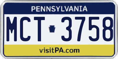 PA license plate MCT3758