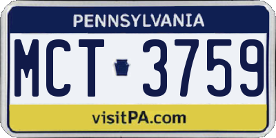 PA license plate MCT3759
