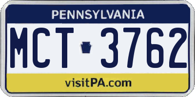 PA license plate MCT3762