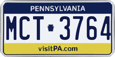 PA license plate MCT3764