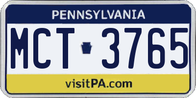 PA license plate MCT3765
