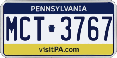 PA license plate MCT3767