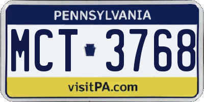 PA license plate MCT3768