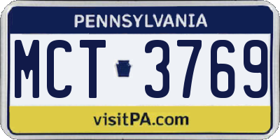 PA license plate MCT3769