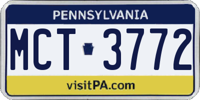 PA license plate MCT3772