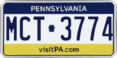 PA license plate MCT3774